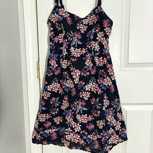 Blue Floral Print Mini Dress Size 4